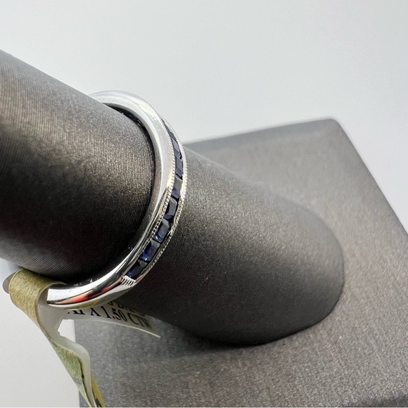 14k White Gold Sapphire 3/4 Way Band - Picture 2 of 7